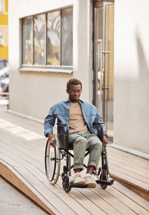 disability ramp disabled wheelchair on ramp